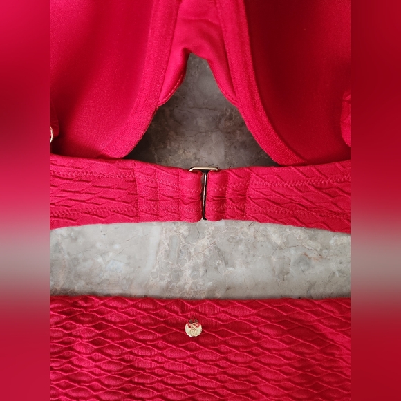 38D3/XXL VS Swim Sexy Tee Bikini Top Side Tie Cheeky Bikini Set Red - Picture 5 of 9
